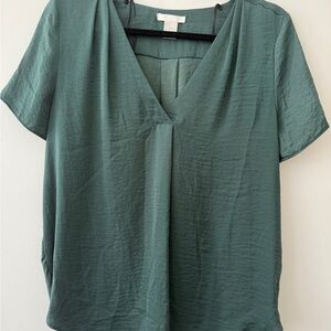 Green V-Neck Women's Top